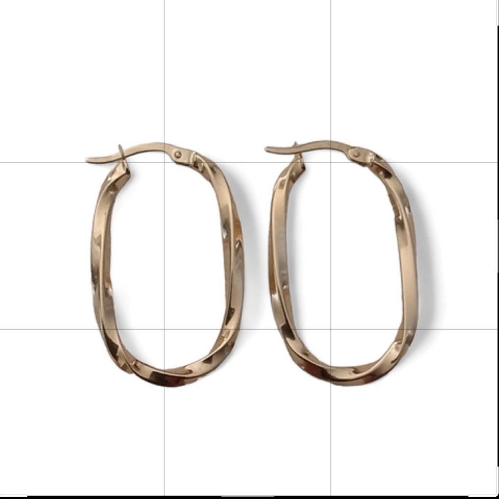 עגילי חישוק זהב מלבניים