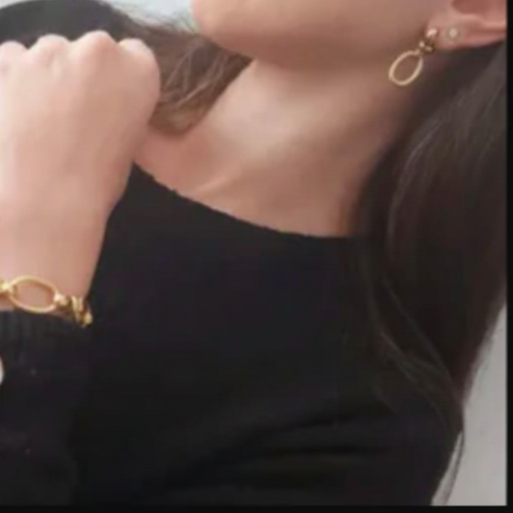עגילי חוליות זהב צהוב - עגילי זהב תלויים