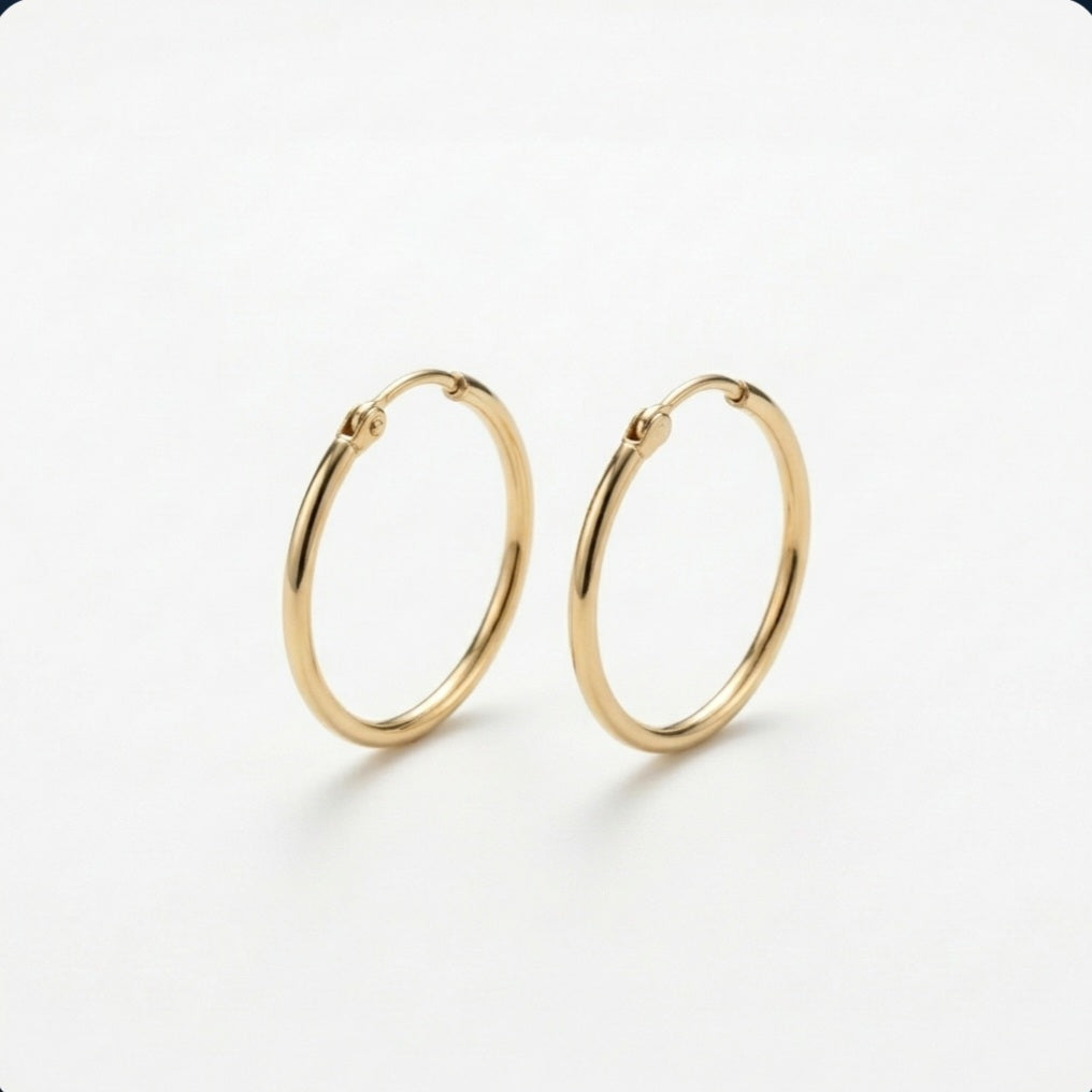 עגילי חישוק זהב בגודל בינוני