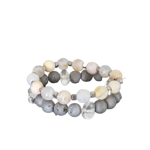 זוג צמידים בצבע טבעי , צמיד אפור , צמיד בז'