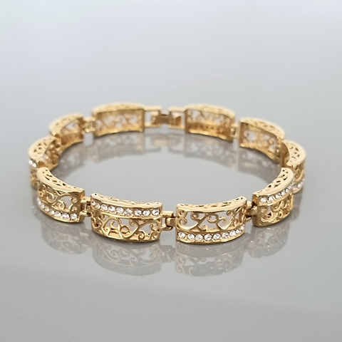 צמיד זהב קשיח עם זרקונים