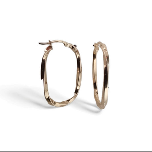 עגילי חישוק זהב מלבניים