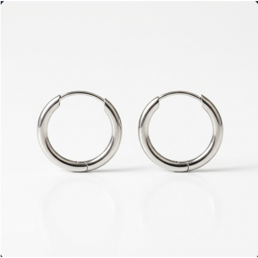 עגילי חישוק זהב לבן קטנים