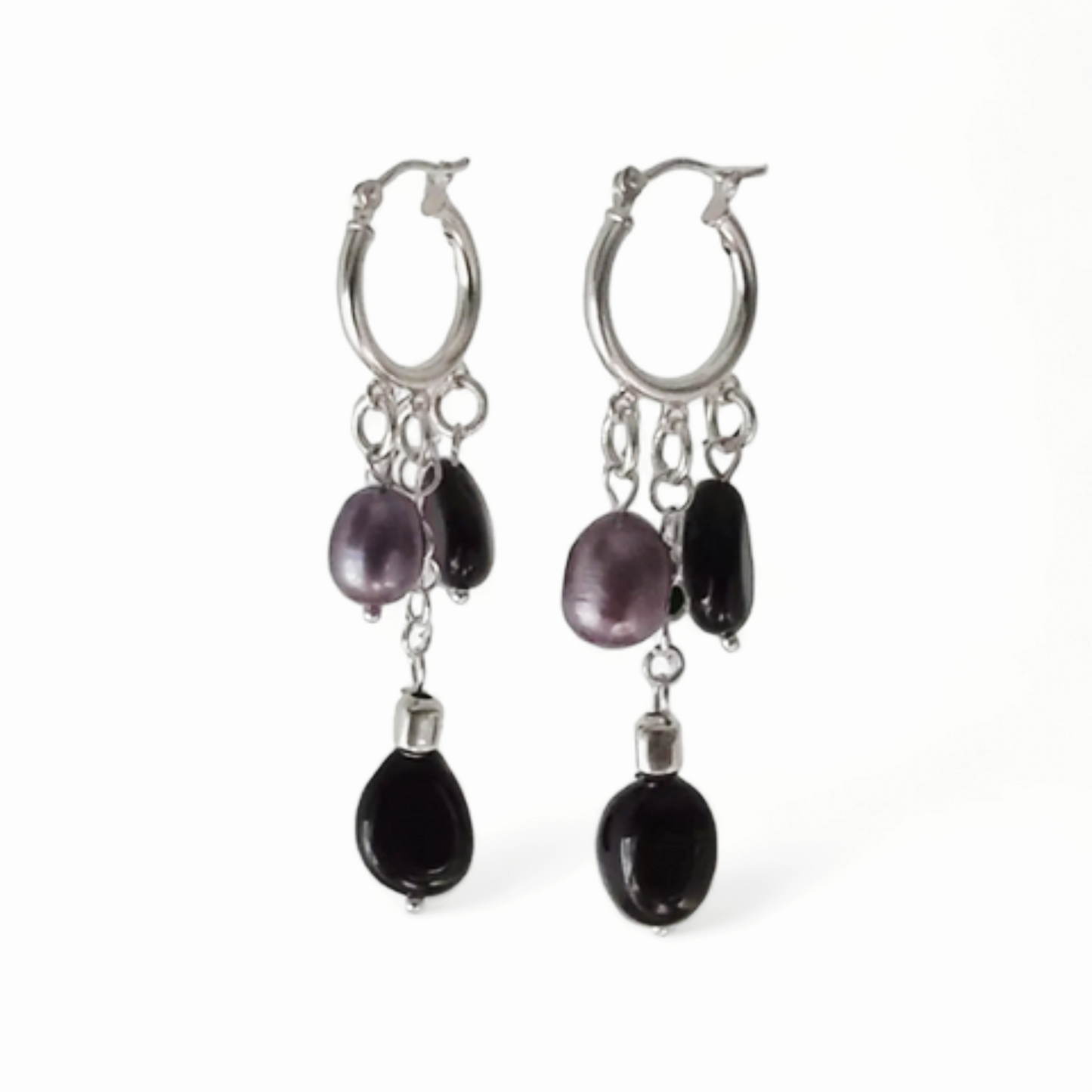 עגילי חישוק סגול ושחור