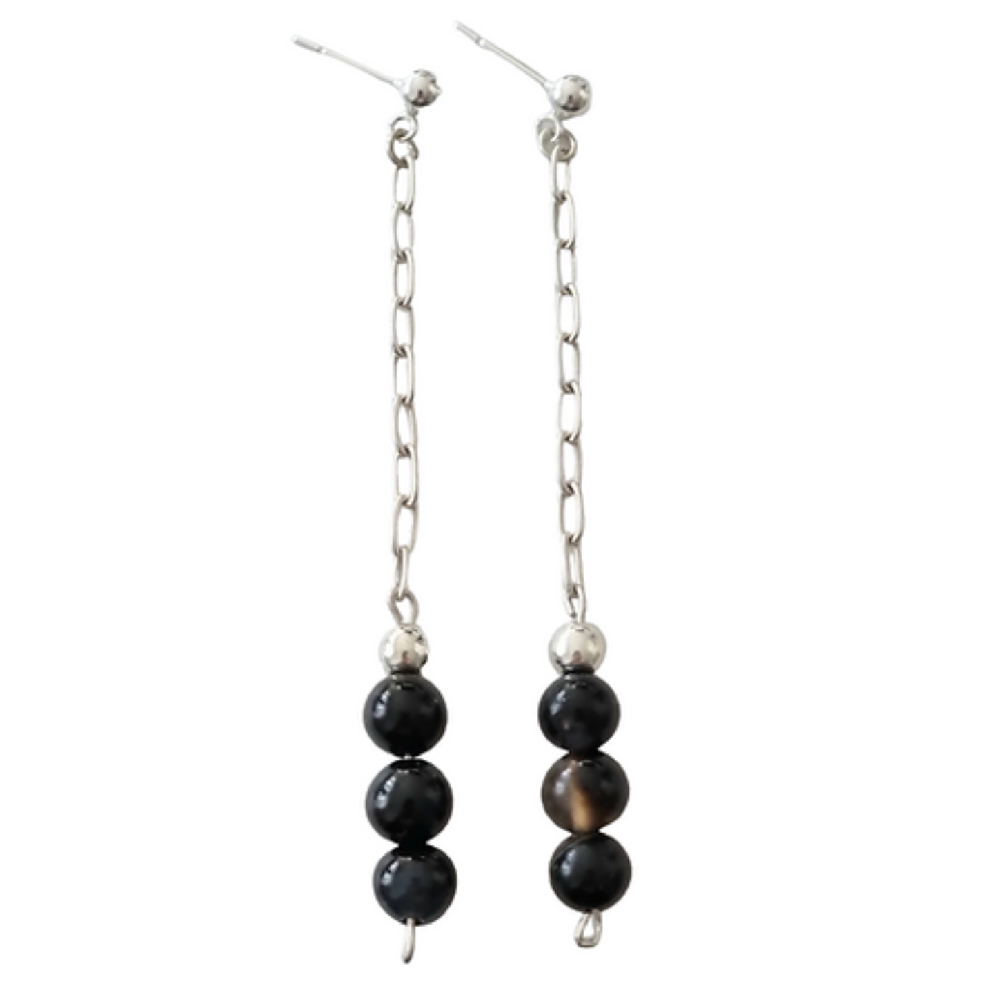 עגילי שרשרת שחורים , עגילים ארוכים בשחור