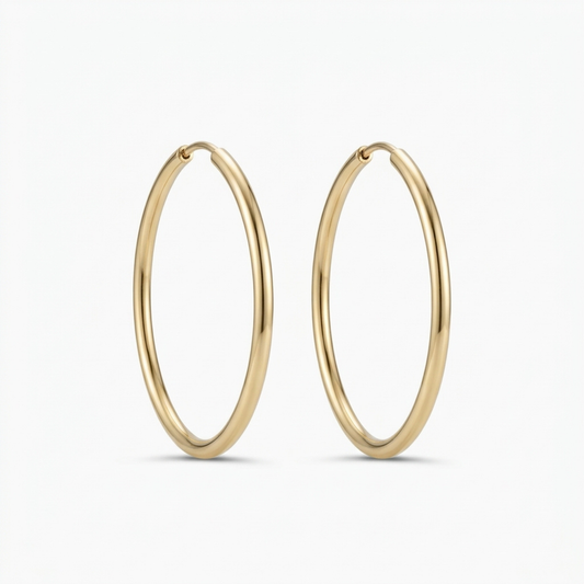 עגילי חישוק זהב גדולים