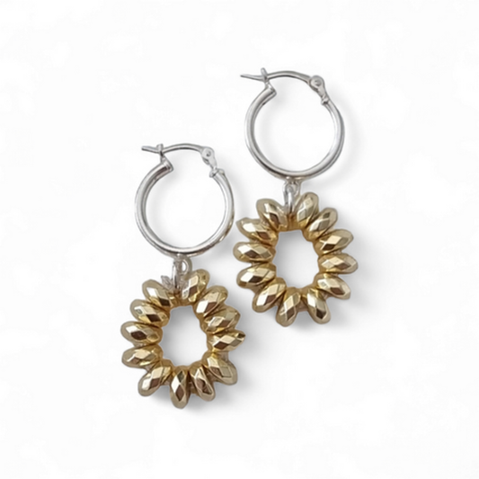 עגילי חישוק כסף עם זהב