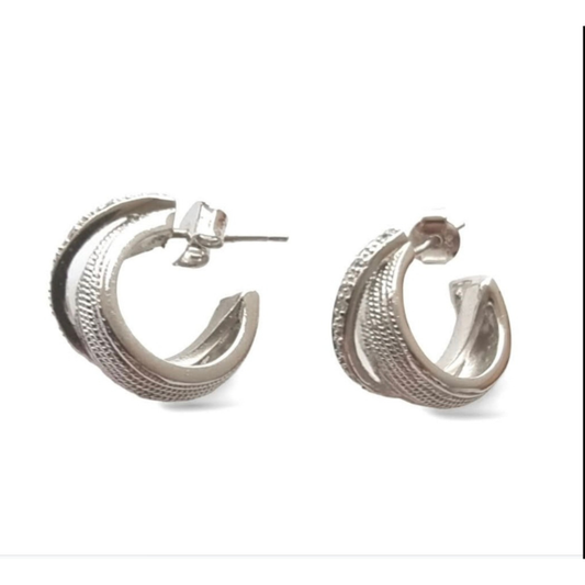 עגילי חישוק עבים. כסף 925