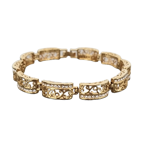 צמיד זהב קשיח עם זרקונים