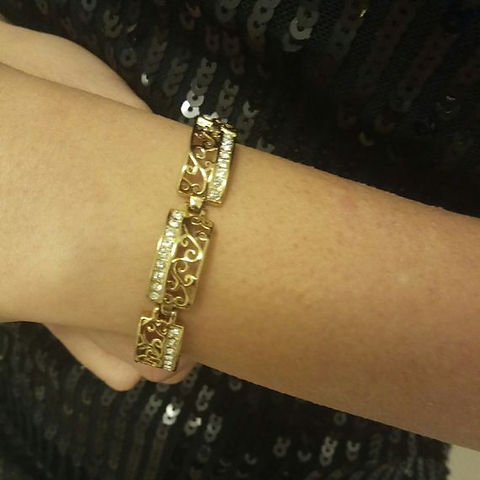 צמיד זהב קשיח עם זרקונים